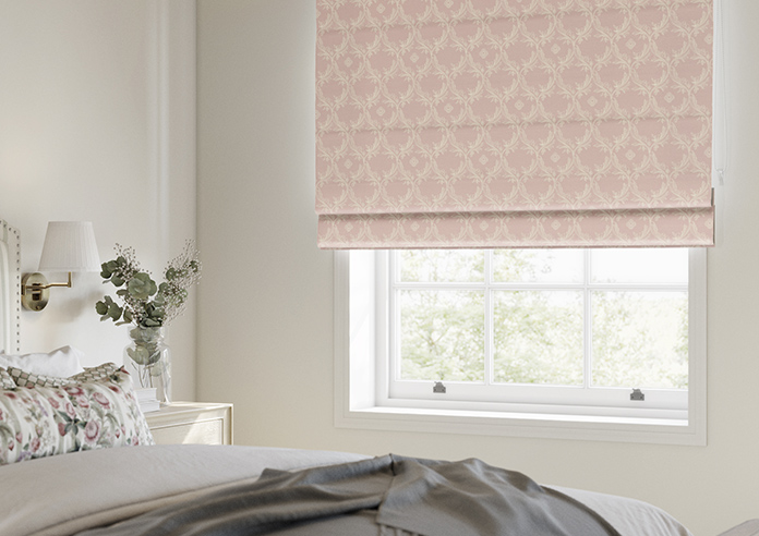 Trellis Prints, Vine and Bloom Rosies Pink - Roman Blind - Image 5